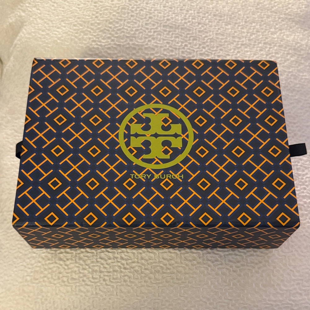 Tory Burch Navy and Orange Geometric Box